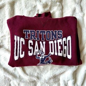 RUSSELL ATHLETIC UC SAN DIEGO MAROON HOODIE WE ARE TRITONS SIZE S